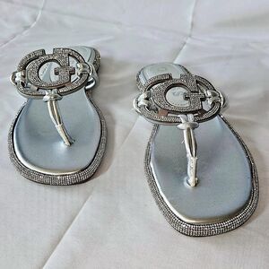 Guess Women's Silver and Grey Sandals